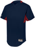 Holloway Youth Game7 Two-Button Baseball Jersey (221224), Color 'Navy/Scarlet'